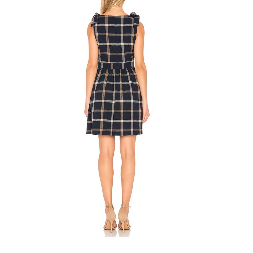 Revolve J.O.A. Tie Shoulder Plaid Mini Dress Navy Blue Preppy casual retail $95 - Picture 3 of 9